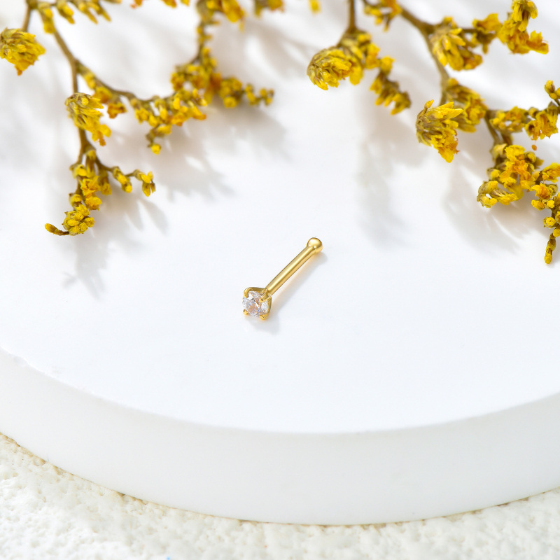 10K roségouden neusring met zirkonia en geboortesteen-4