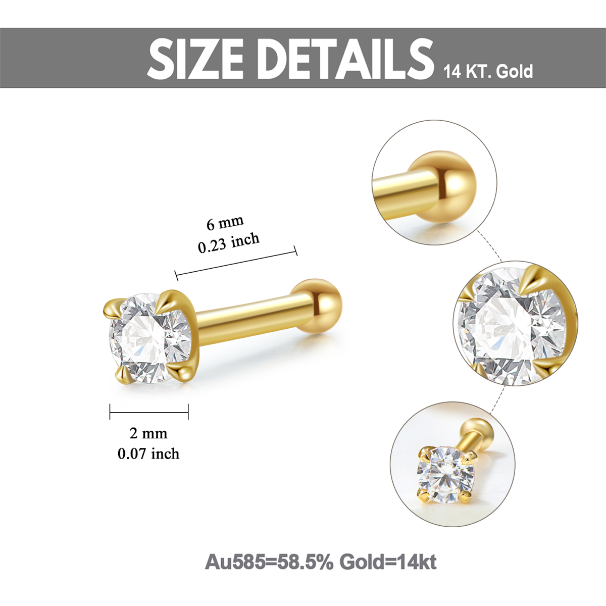 Anneau de nez personnalisé en or 14 carats avec pierre de naissance et zircone cubique-5