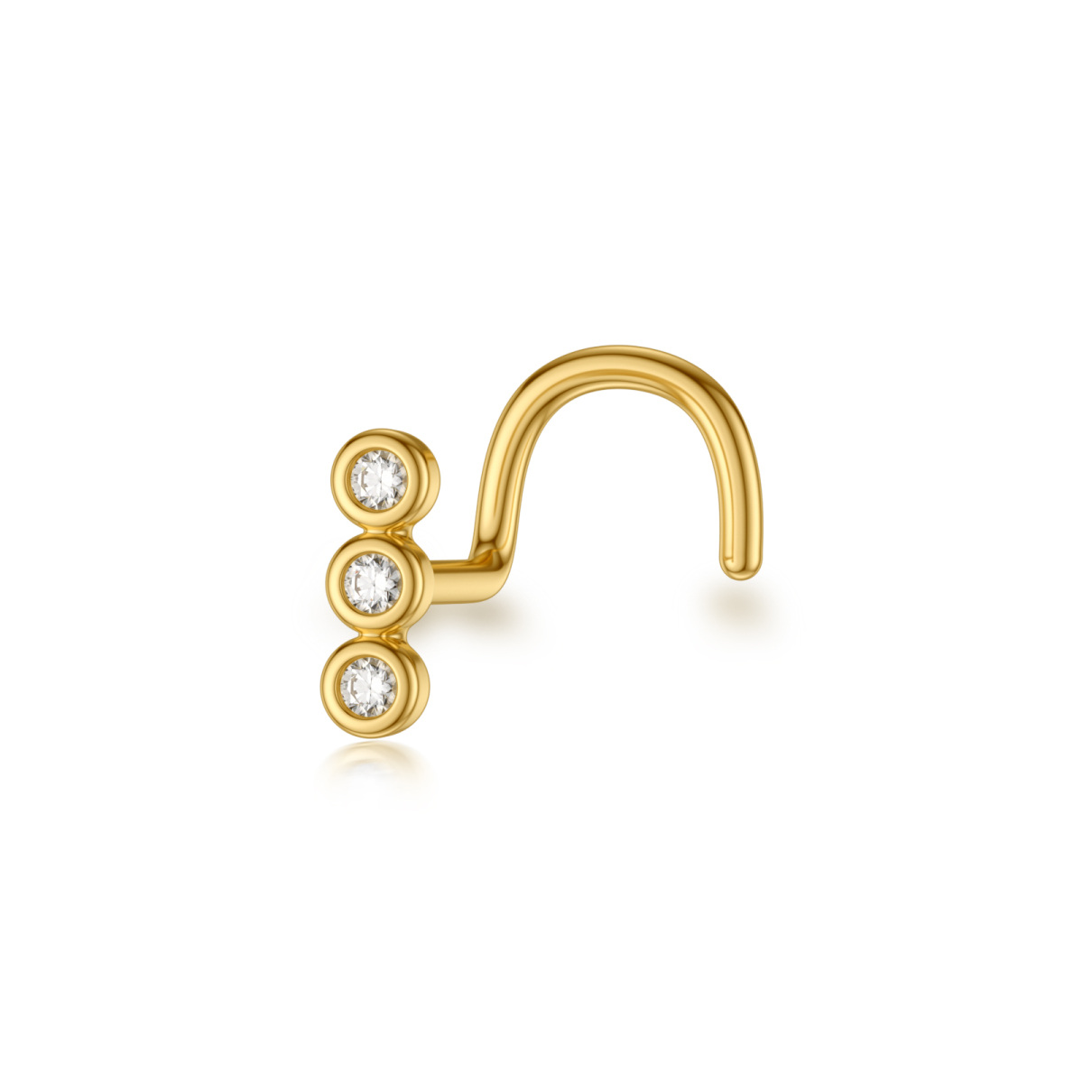 10K Gold Cubic Zirconia Nose Ring-1