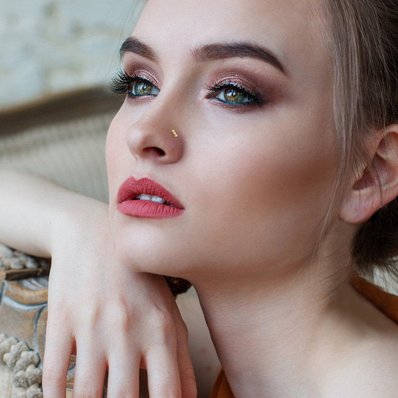 Anel de nariz de zircónio cúbico em ouro de 10K-2