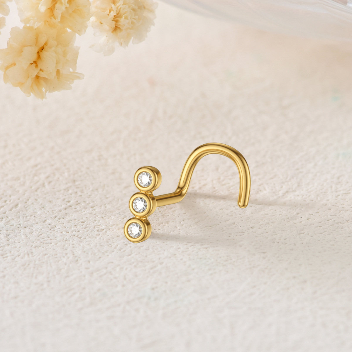 10K Gold Cubic Zirconia Nose Ring-3