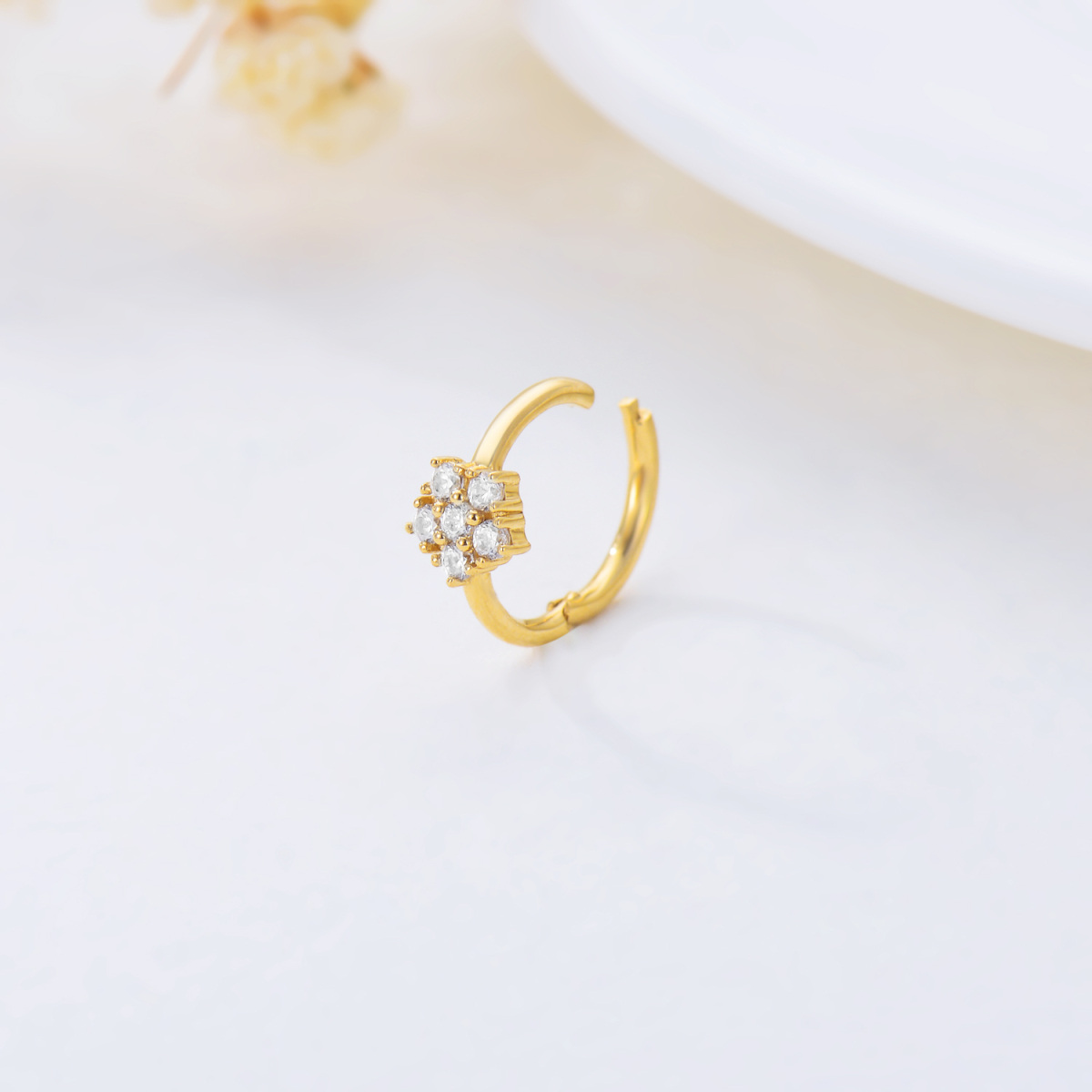 10K Gold Cubic Zirconia Nose Ring-5