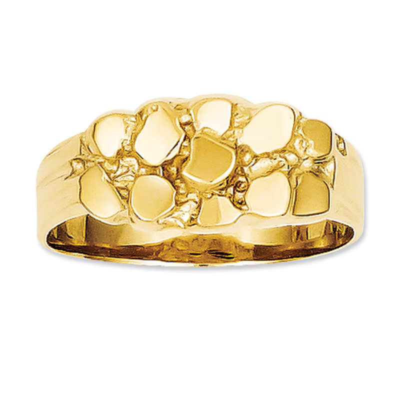 Anillo de oro de 14 quilates con grabado personalizado de pepitas para mujer-1