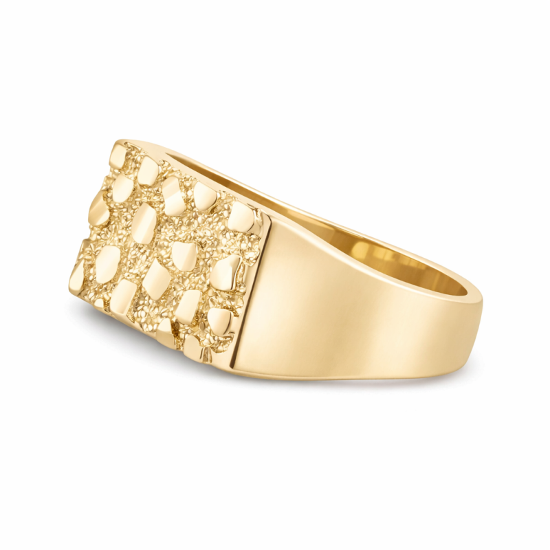 Anillo de pepita de oro de 14 quilates para hombre-3