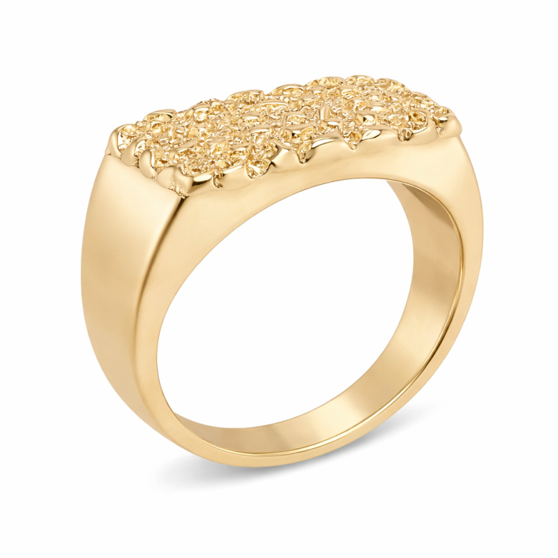 Anillo de pepita de oro de 14 quilates para hombres-3