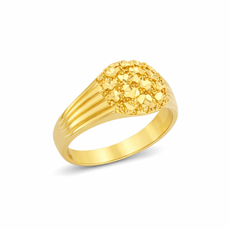 Anillo de pepita de oro de 14 quilates para hombre-3