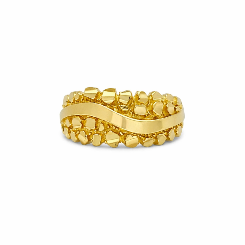 14K Gold Nugget Ring for Men-1