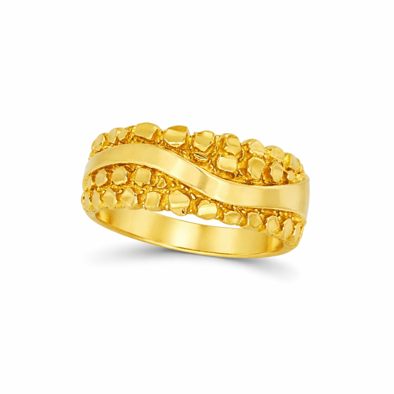 14K Gold Nugget Ring for Men-3