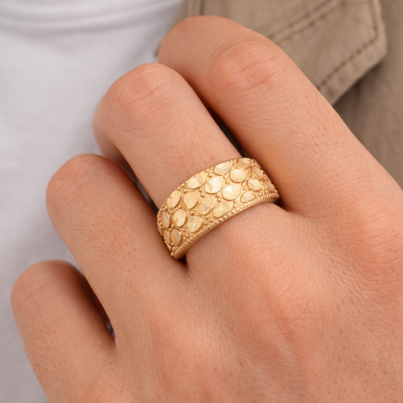 Anillo de pepita de oro de 14 quilates para hombres-2