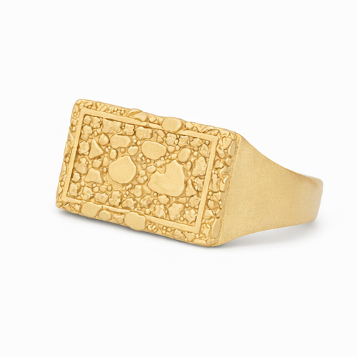Anillo de pepita de oro de 14 quilates para hombres-3