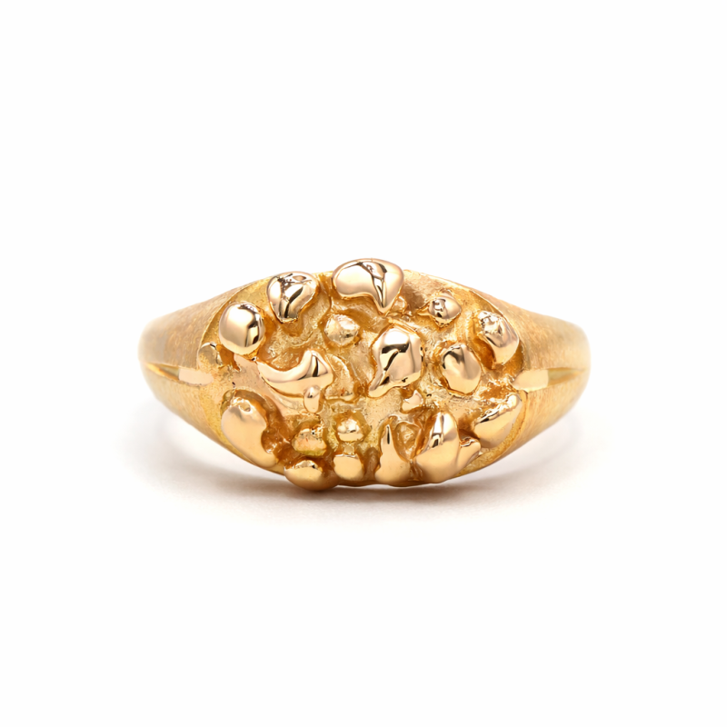 14K Gold Nugget Ring for Men-1