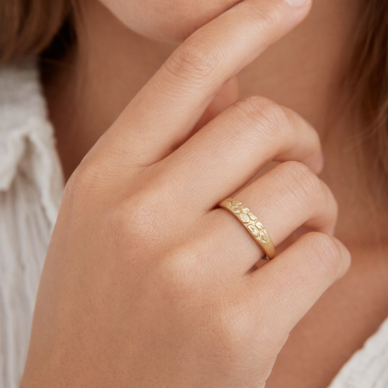 Anillo apilable de pepita de oro de 14 quilates-2