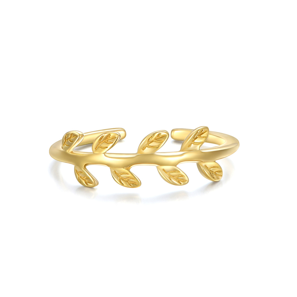 10K Gouden Olijftak teenring-1