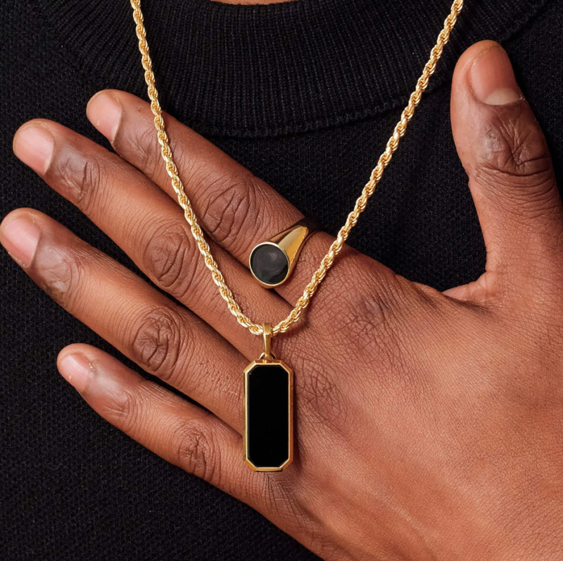 14K Gold Onyx Beverly Pendant-3