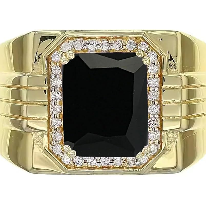 10K Gold 1 to 5 CT Emerald Agate Couple Gemstone Anniversary Rings for Men-2