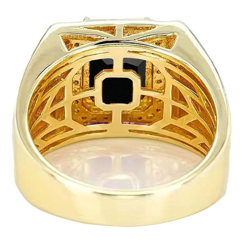 10K Gold 1 to 5 CT Emerald Agate Couple Gemstone Anniversary Rings for Men-3
