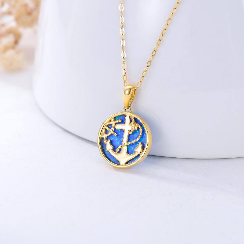 قلادة مرساة من الذهب عيار 18 قيراطًا مرصعة بالأوبال-3