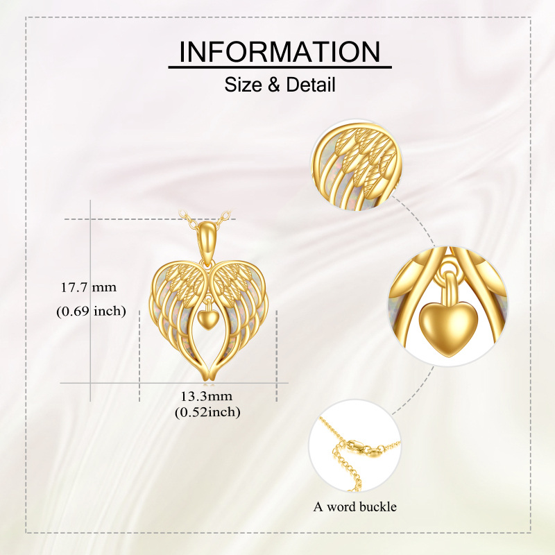 10K Gold Opal Angel Wing Pendant Necklace-5
