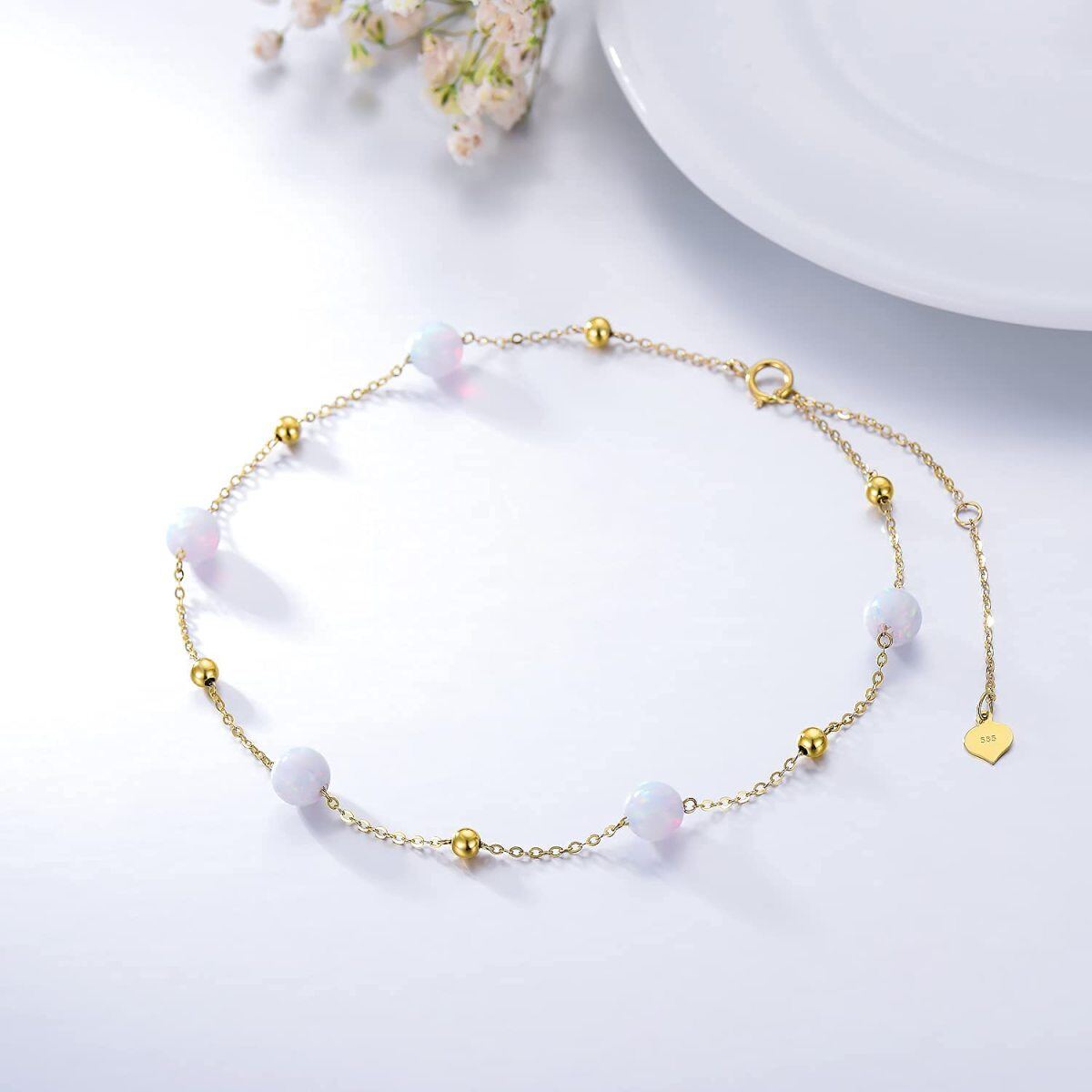 18K Gold Opal Bead Metal Beads Bracelet-3