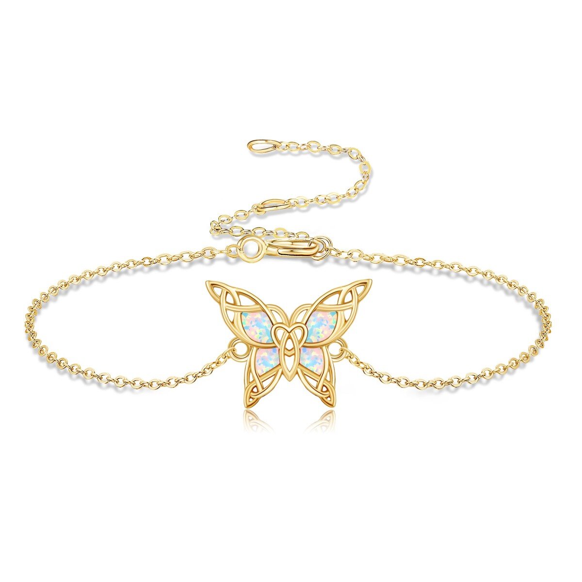 14K Gold Opal Butterfly Bracelet for Women-1