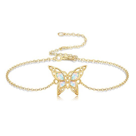 14K Gold Opal Butterfly Bracelet for Women