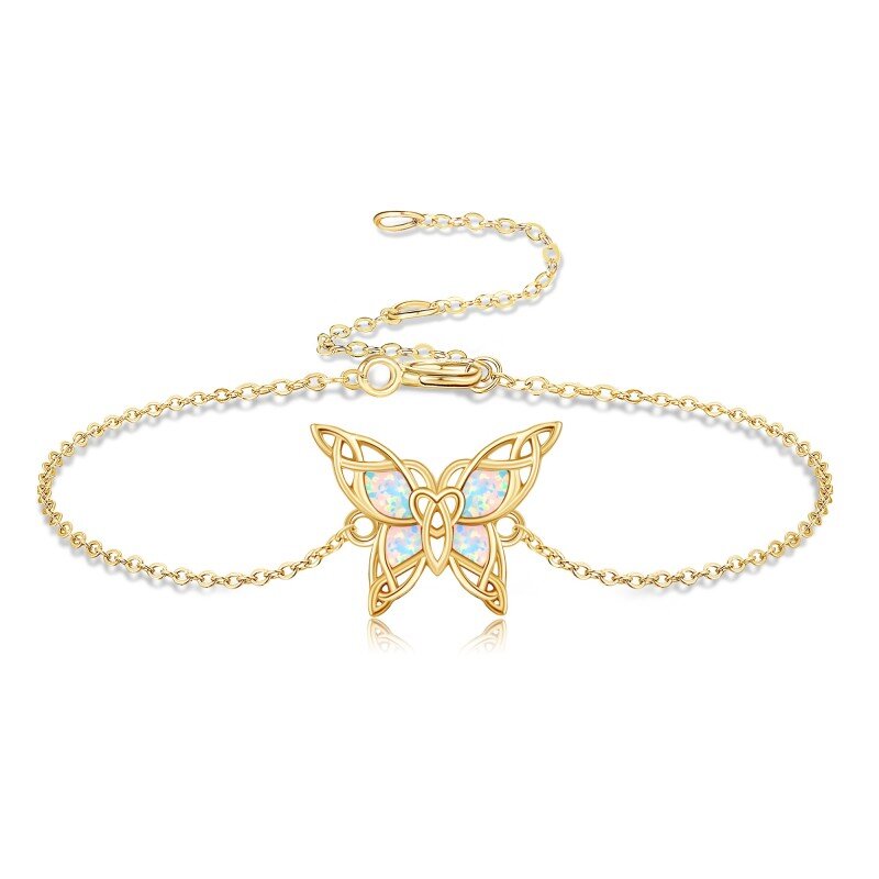 10K Gold Opal Butterfly Bracelet for Women-13
