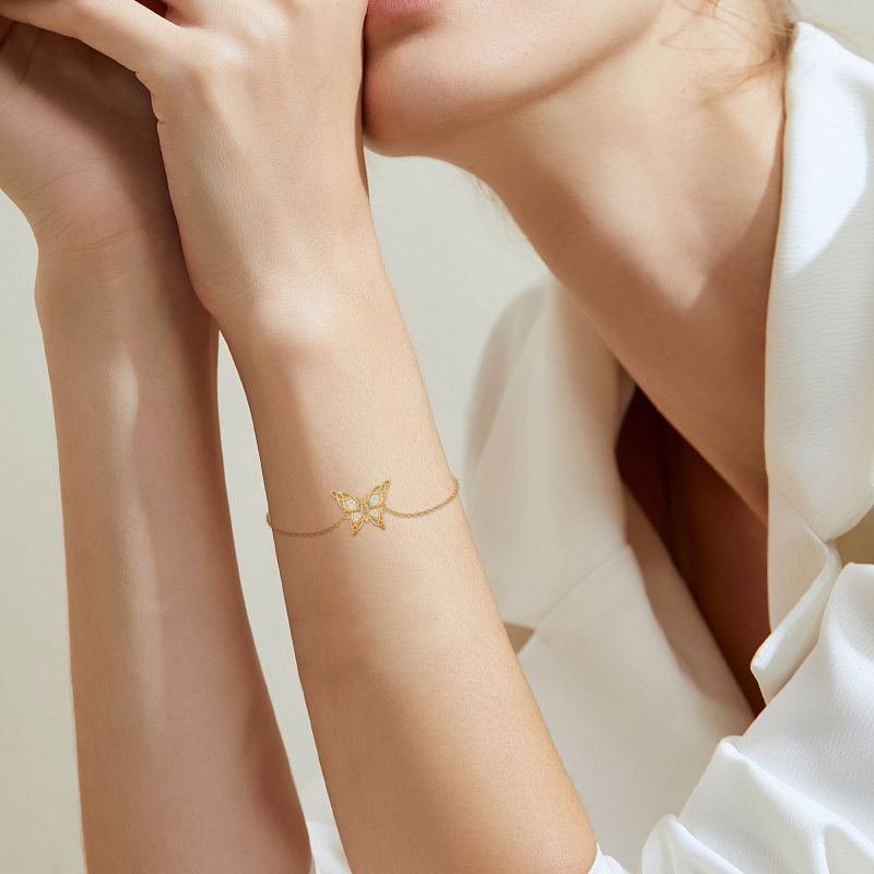 Armband aus 10-karätigem Weißgold mit Opal-Schmetterlingsanhänger-2