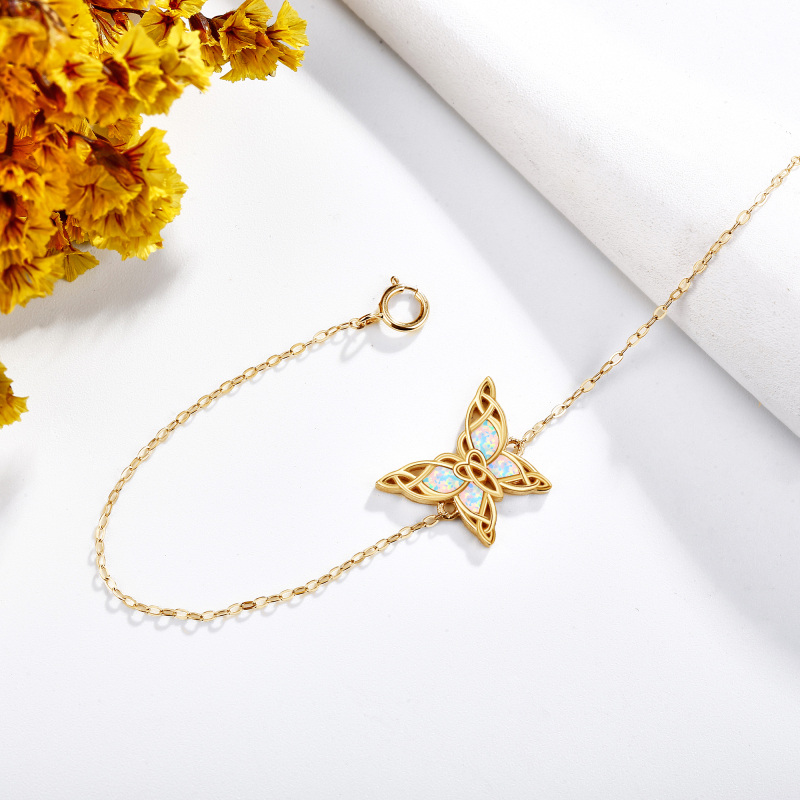 Armband aus 10-karätigem Weißgold mit Opal-Schmetterlingsanhänger-3