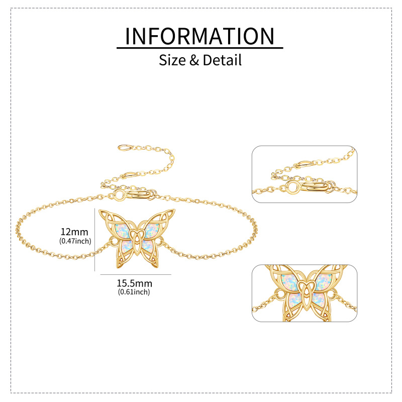 Armband aus 10-karätigem Weißgold mit Opal-Schmetterlingsanhänger-5