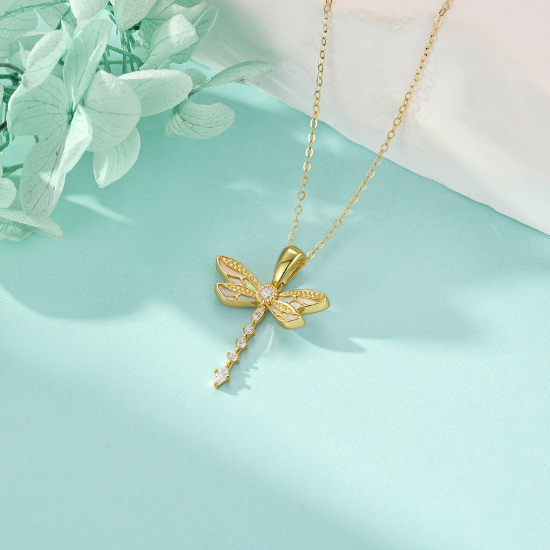 14K Gold Cubic Zirconia & Opal Butterfly Pendant Necklace-3