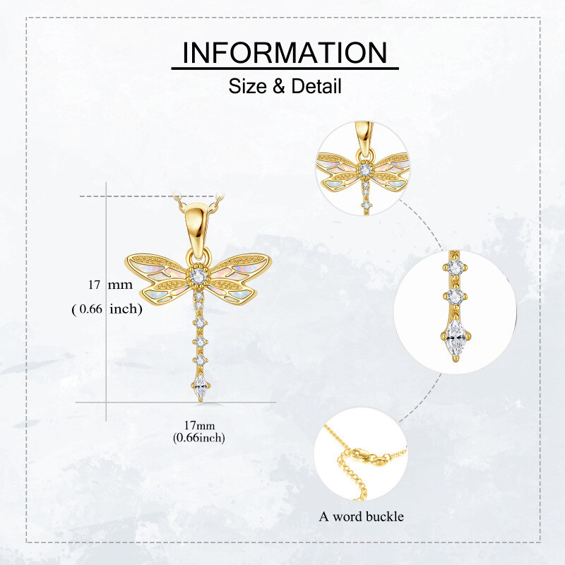 14K Gold Cubic Zirconia & Opal Butterfly Pendant Necklace-5