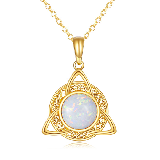 Collana con ciondolo nodo celtico in opale in oro 14 carati