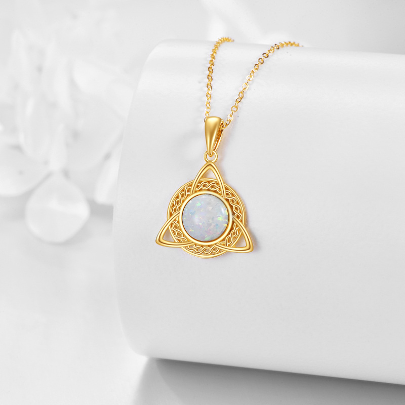 10K Gold Opal Celtic Knot Pendant Necklace-3