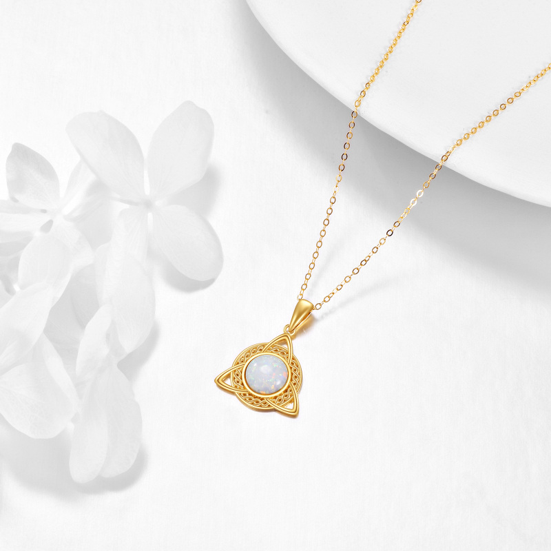 10K Gold Opal Celtic Knot Pendant Necklace-4