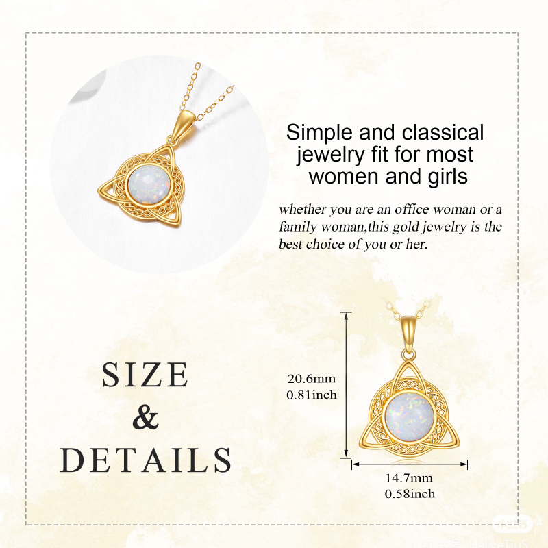 10K Gold Opal Celtic Knot Pendant Necklace-5