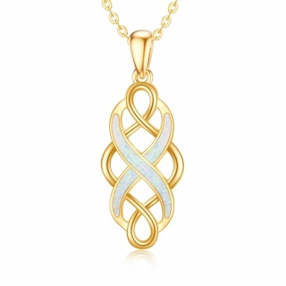 10K Gold Opal Celtic Knot Pendant Necklace-57