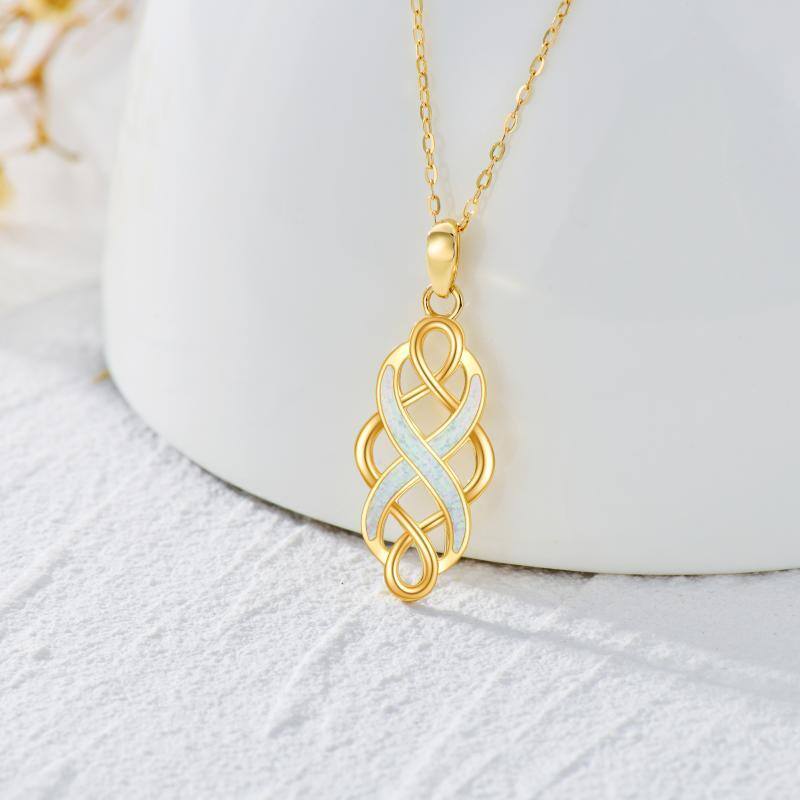 14K Gold Opal Celtic Knot Anhänger Halskette-3