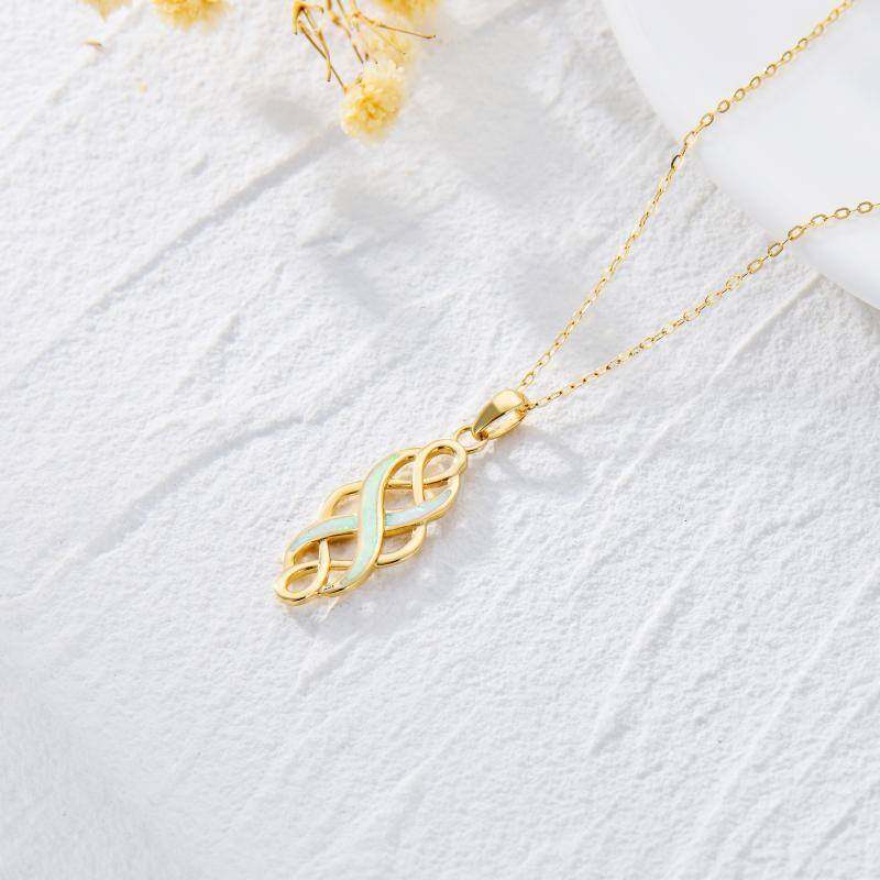 قلادة من الذهب عيار 10 قيراط مرصعة بحجر الأوبال السلتي-4