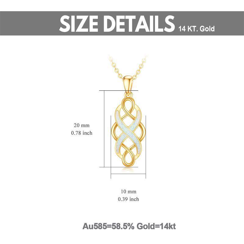 10K Gold Opal Celtic Knot Pendant Necklace-5