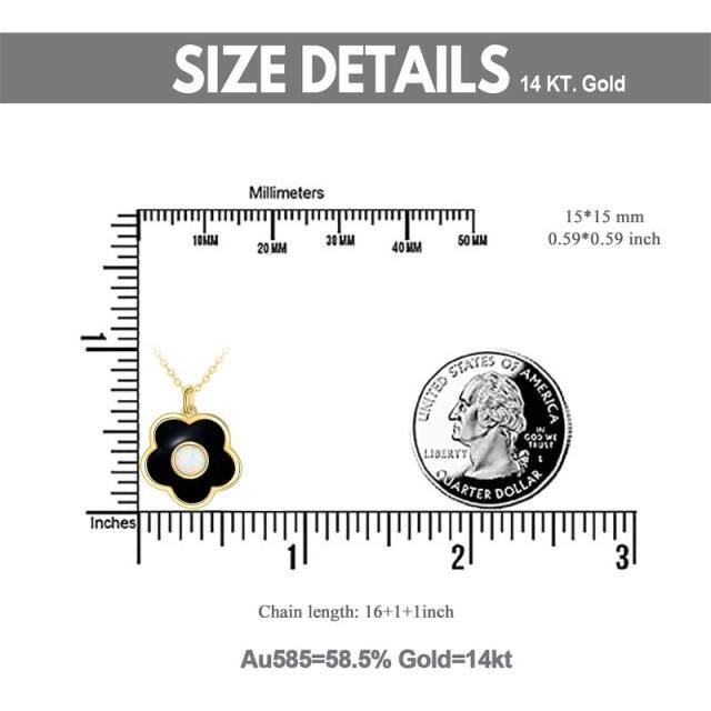 Naszyjnik z 14-karatowego złota z opalem i kwiatem wiśni-5