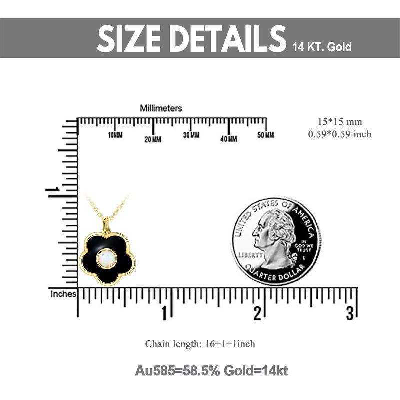 10K Gold Opal Cherry Blossom Pendant Necklace-5