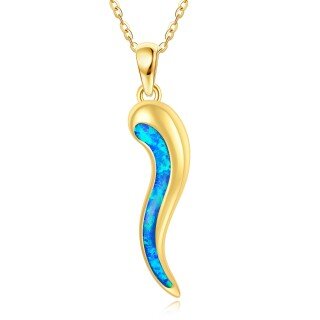 10K Gold Opal Chili Pendant Necklace-20