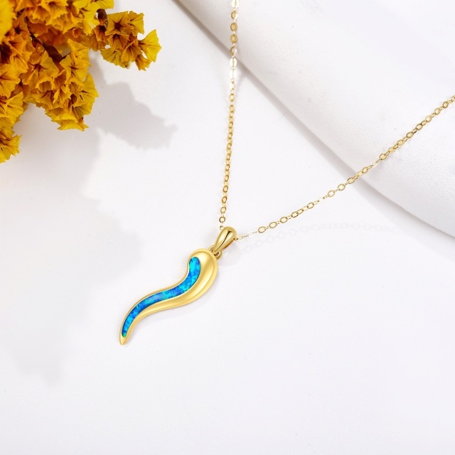 14K Gold Opal Chili Pendant Necklace-4