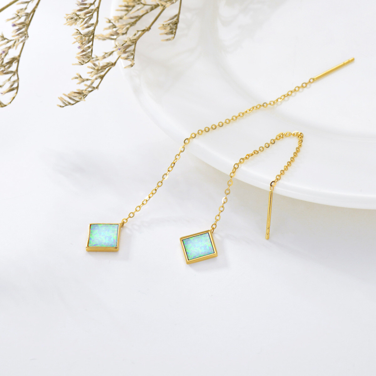 14K Gold Opal Drop Earrings-3