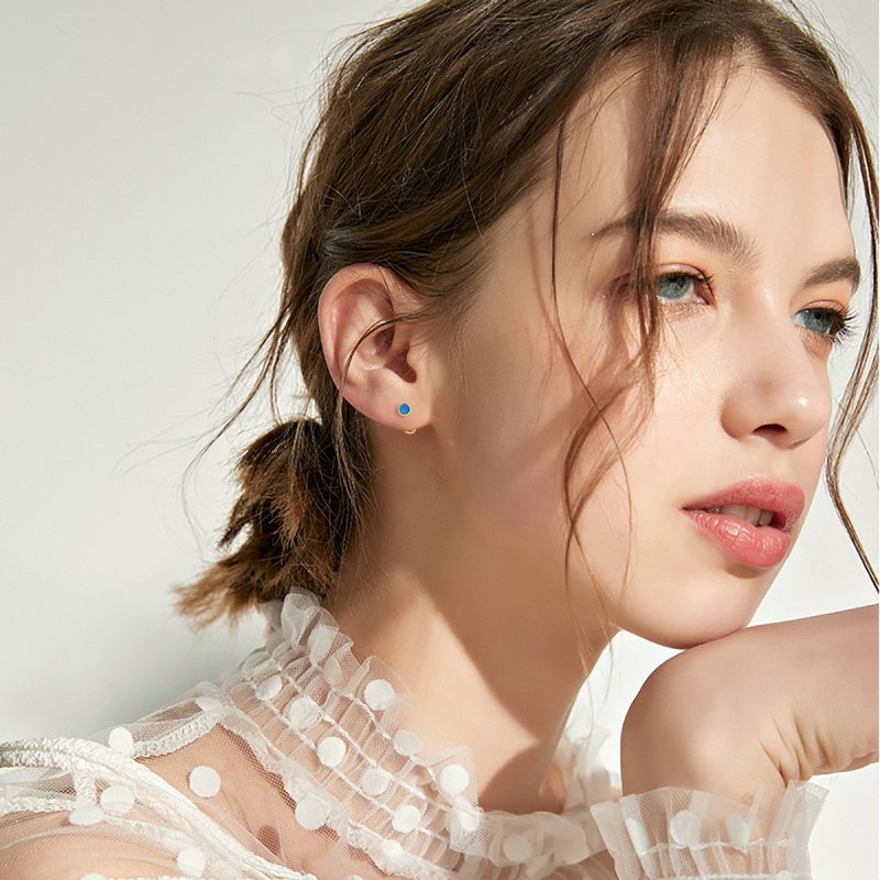 أقراط متدلية من الذهب الأبيض عيار 10 قيراط مرصعة بالأوبال-2