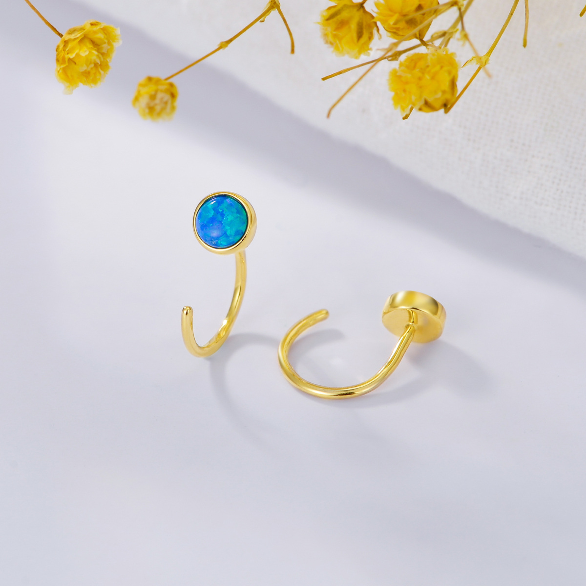 10K Gold Opal Drop Earrings-4