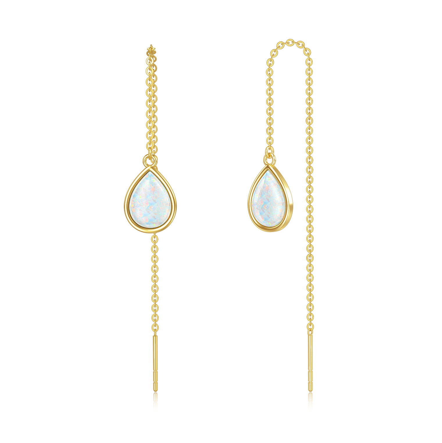 14K Gold Opal Drop … - image