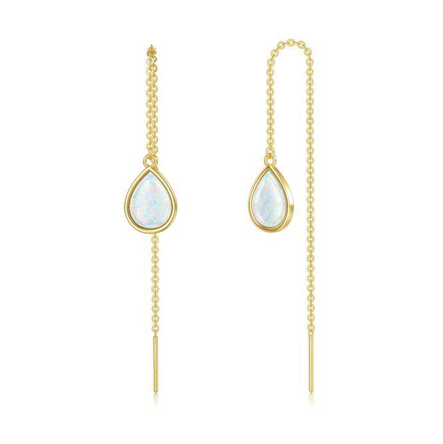 Boucles d'oreilles pendantes en or 14K en forme d'opale