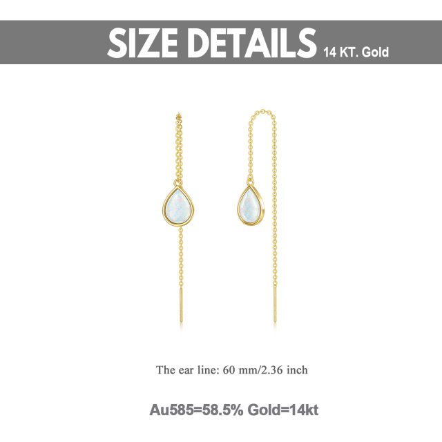 14K Gold Opal Drop Shape Drop Earrings-5