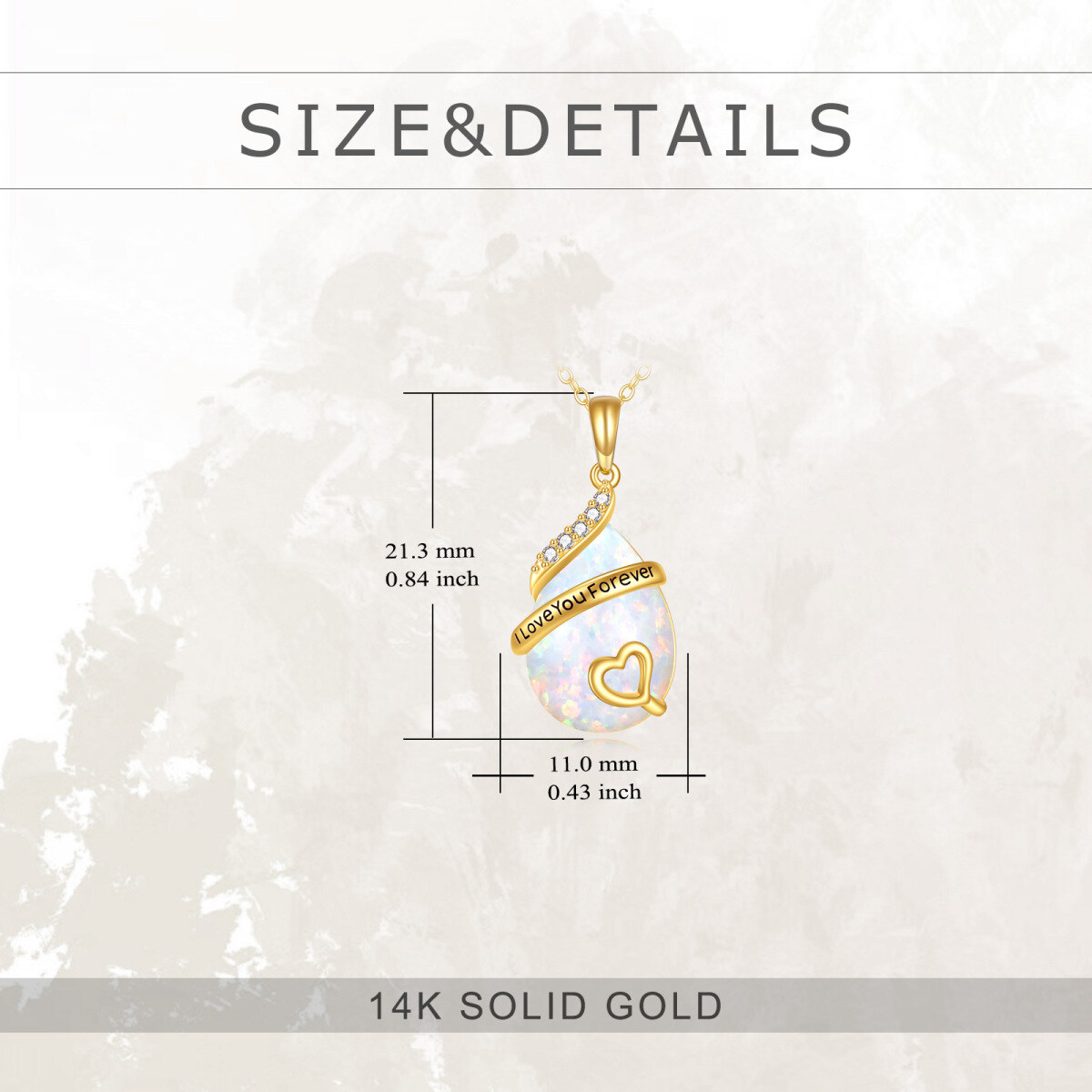14K Gold Cubic Zirconia & Opal Drop Shape & Heart Pendant Necklace-5